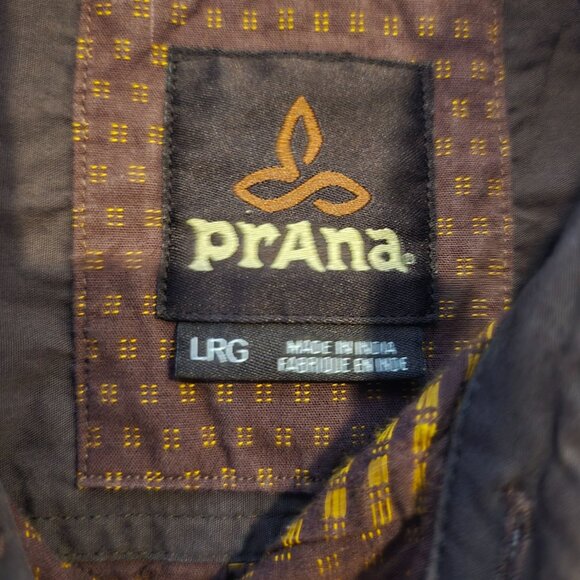 Prana Button Up‎ Hiking Camping Fishing Shirt Large Men's Brown Long Sleeve - Picture 5 of 5